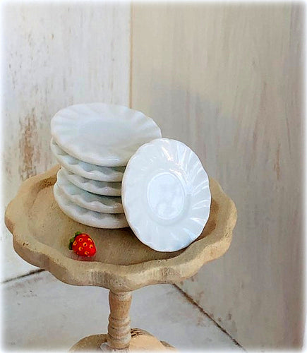 Dollhouse white side plates ceramic miniature