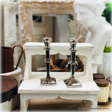 Dollhouse Miniature Square Candlesticks silver tall