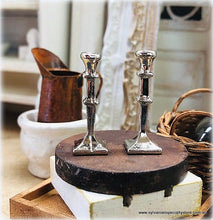 Dollhouse Miniature Square Candlesticks silver tall