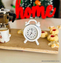 Miniature dollhouse white alarm clock