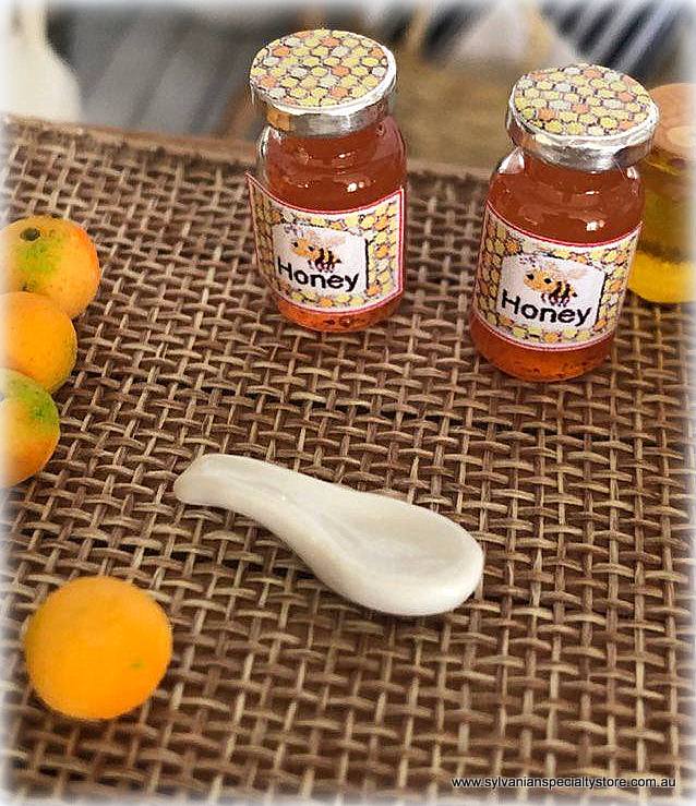 Dollhouse miniature white ceramic ladle spoon country