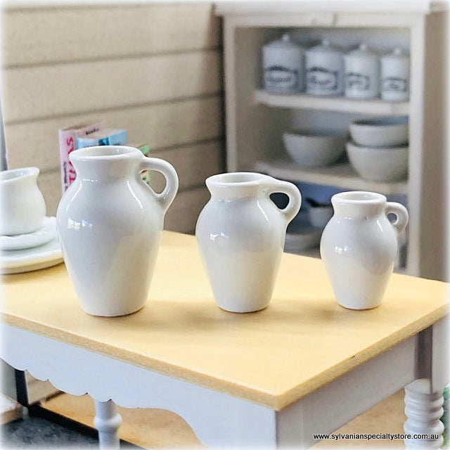 Dollhouse White pitchers vases set