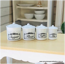Dollhouse miniature pantry canisters labelled