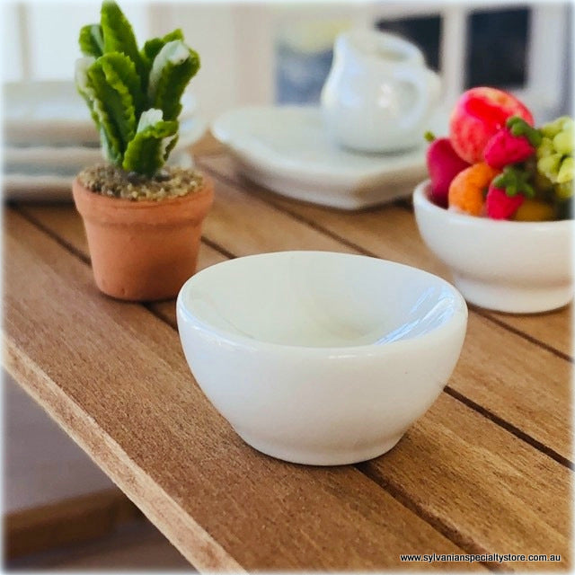 Dollhouse miniature white crockery bowl
