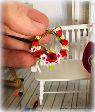 Dollhouse country farmhouse rustic miniature floral heart shape wreath