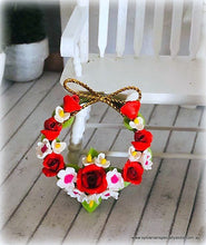 Dollhouse miniature floral heart shape wreath