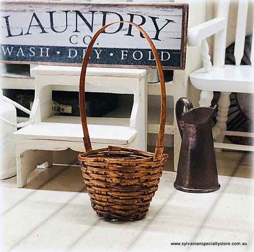 Wicker Basket - 2cm high- Handle is optional - Miniature