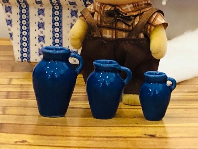 Blue Vases x 3 - Miniature