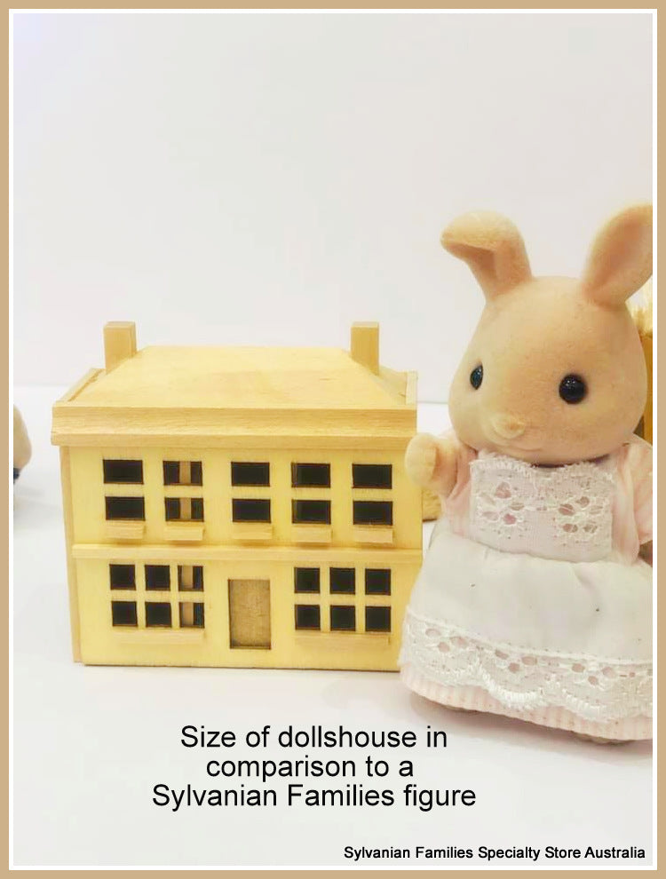 Wooden Dollhouse Unpainted 7 cm high Miniature Dollhouse