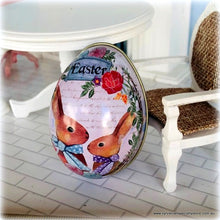 Easter Tin Egg - Bunnies Theme - 6 cm high - Great idea for Gifting a Miniature in!