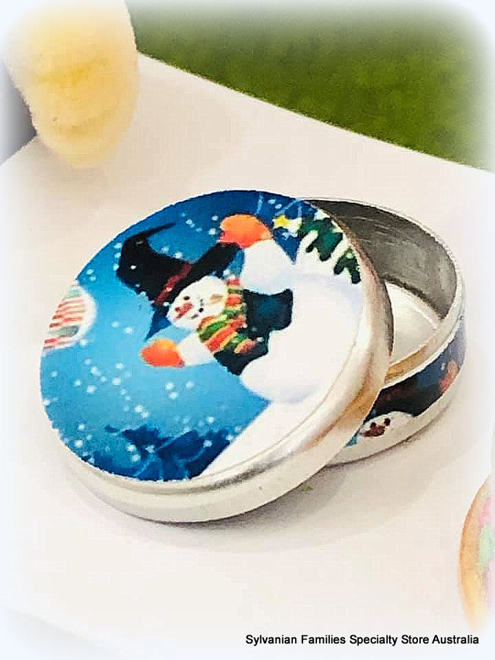 Miniature Dollshouse Christmas snowman tin