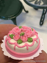 Miniature Dollshouse cake pink roses suitable for Sylvanian Families