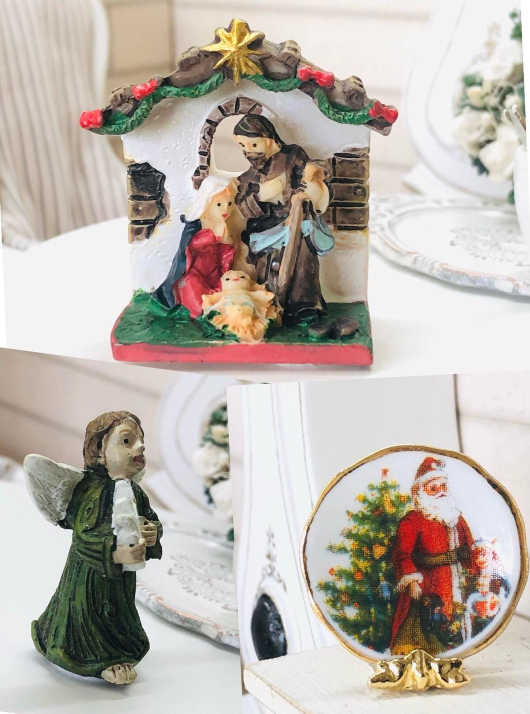 Dollhouse miniature Christmas nativity scene angel