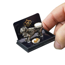 Reutter porcelain miniature dog daschund food bowl holder