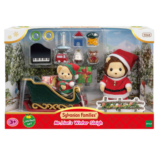Sylvanian Families Mr Lion’s Winter Sleigh with Santa lion and baby lion - 2021 Christmas set