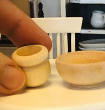 Wooden bowl and Wooden pot - Miniature