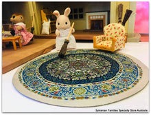 Circular Turkish rug teal blue aqua