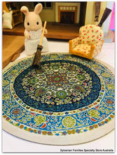 Circle Turkish Rug - Teal Blue- 19cm diameter