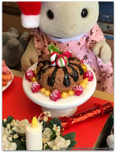 Sylvanian Families Christmas sweet dessert on cake stand