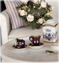 Reutter porcelain blue teacups