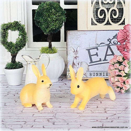 Dollhouse miniature rabbits easter