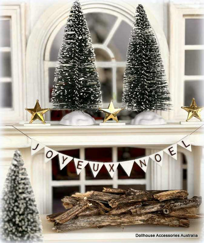 Dollhouse Miniature Christmas decorations Joyeux Noel mantlepiece decor