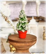 Dollhouse christmas white tree in red pot small