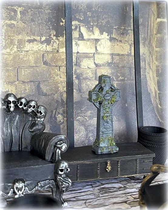 Dollhouse miniature gravestone halloween cemetery spooky decor