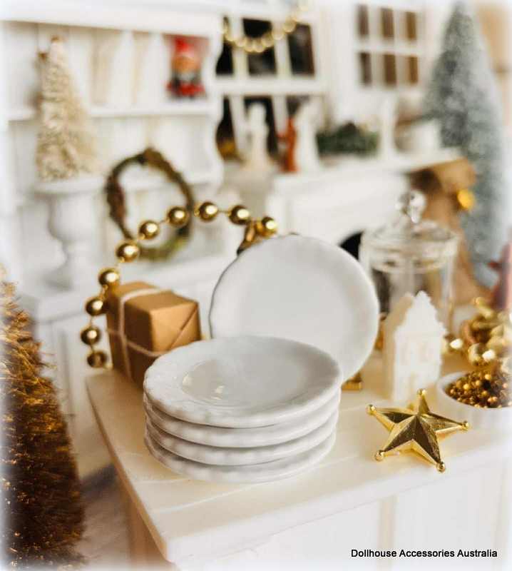 Dollhouse white crockerly christmas serving plate ceramic