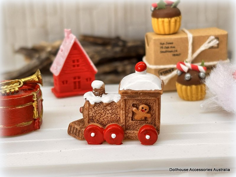 Dollhouse Gingerbread Train Christmas miniature