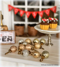 Dollhouse miniature gold silver baubles