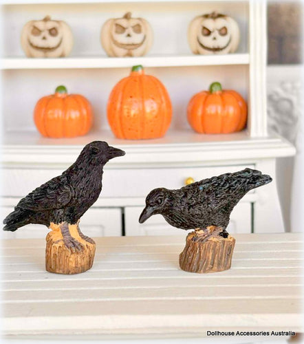 Dollhouse Miniature Black crow birds halloween apothecary resin