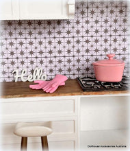 Dollhouse miniature kitchen pink rubber gloves