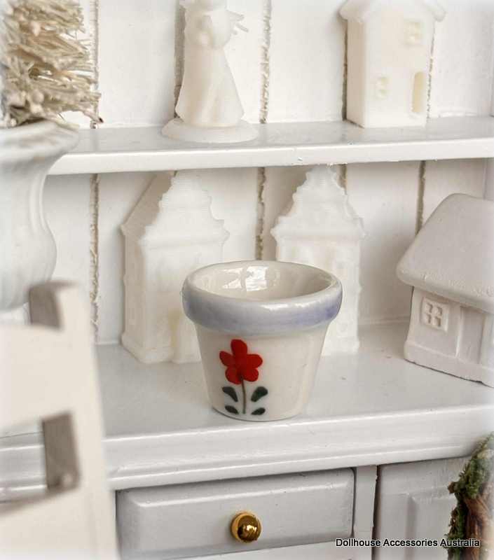 Dollhouse planter pot ceramic floral