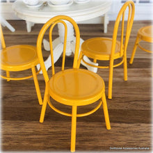 Yellow Cafe Chairs x 4 - Metal - Miniature