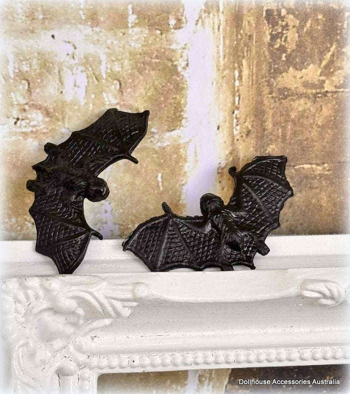 Dollhouse Halloween pair of bats spooky haunted miniature house