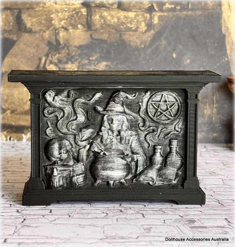 Dollhouse apothecary shop counter table witch theme