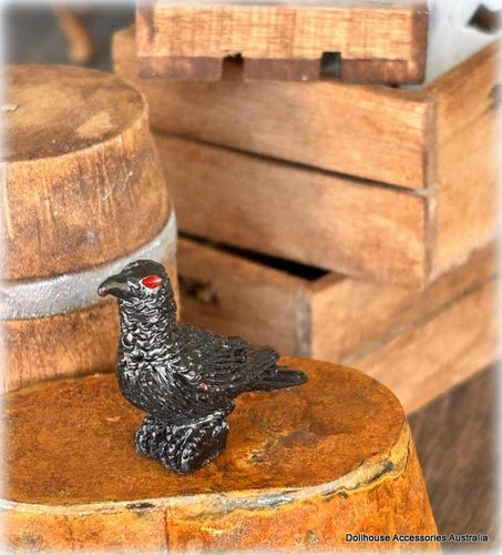 Dollhouse miniature black crow bird