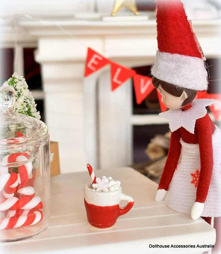 Dollhouse hot Cocoa Christmas scene