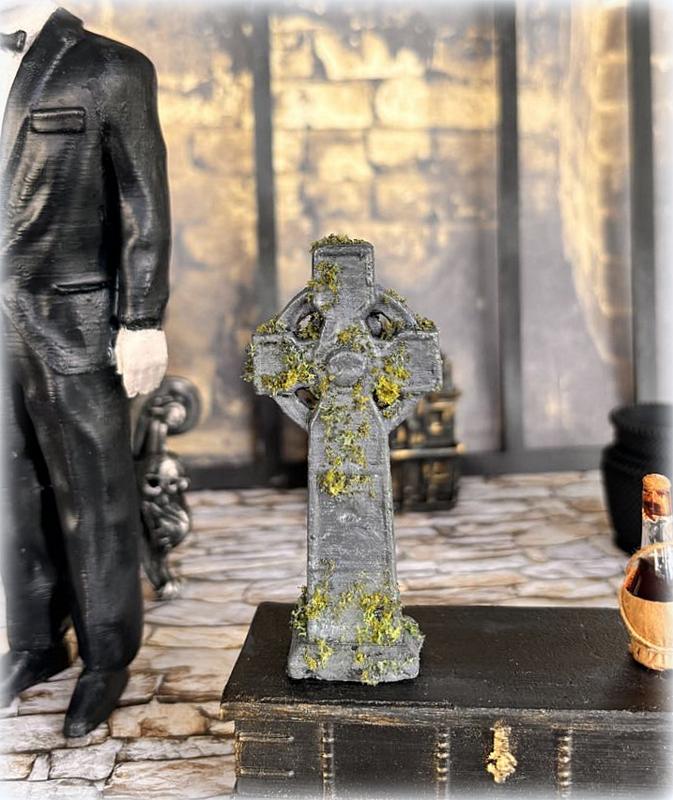 Dollhouse miniature gravestone halloween cemetery spooky decor