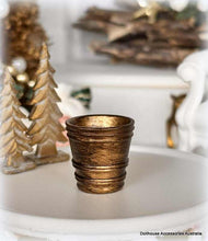 Dollhouse gold planter pot Christmas
