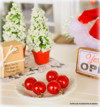Dollhouse miniature red Christmas baubles