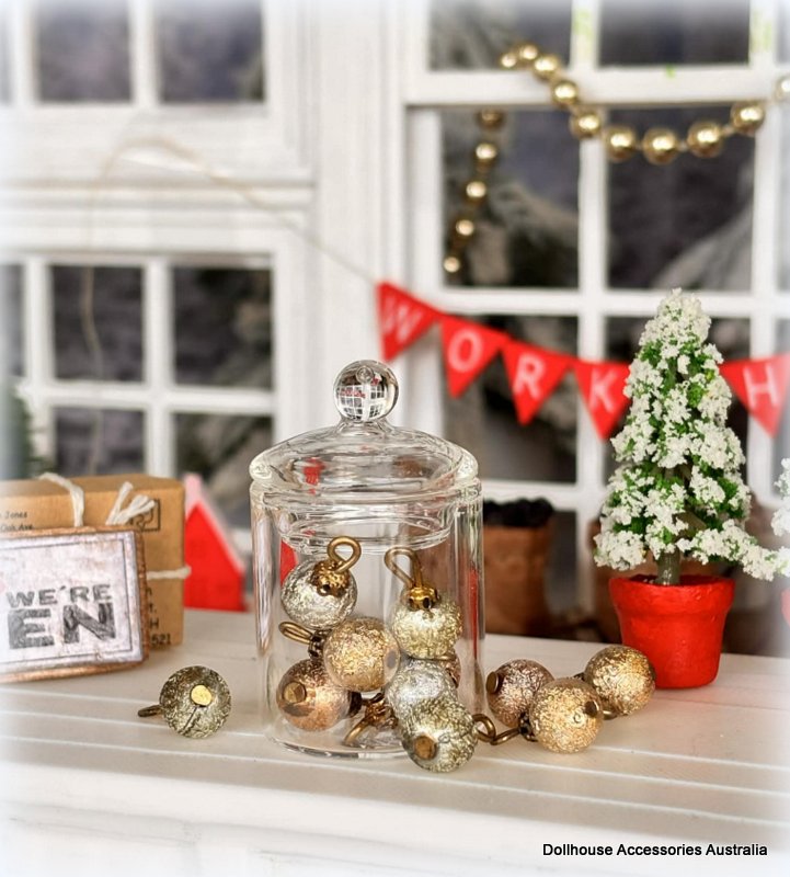 Gold Silver and Ivory Baubles - Set of 12 - Miniature