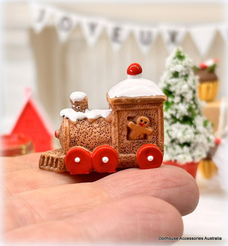 Dollhouse Gingerbread Train Christmas miniature