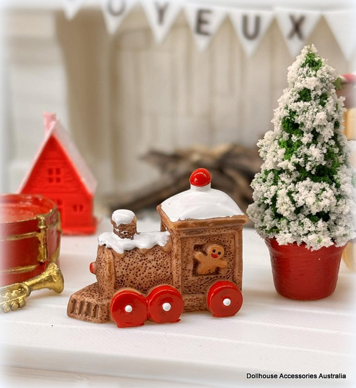 Dollhouse Gingerbread Train Christmas miniature