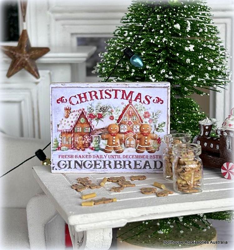 Dollhouse miniature Christmas gingerbread sign