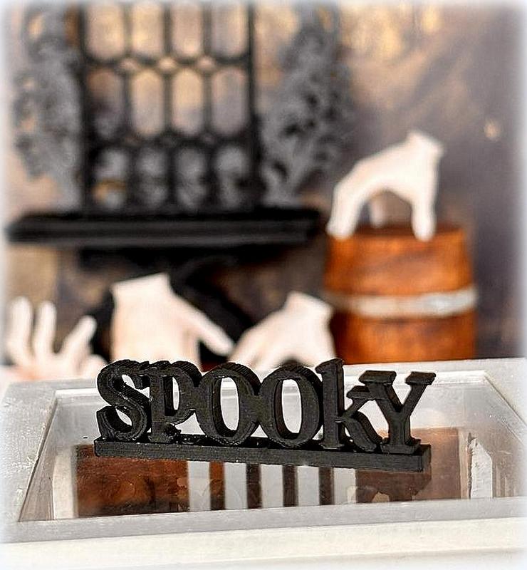 Dollhouse Halloween Decor Spooky sign sitter
