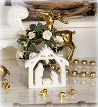 Dollhouse Christmas nativity manger white ornament
