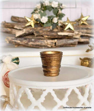Dollhouse gold planter pot Christmas