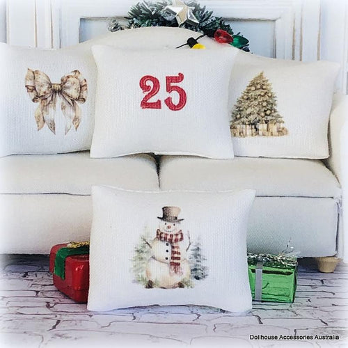 White Cushion - Snowman - Miniature